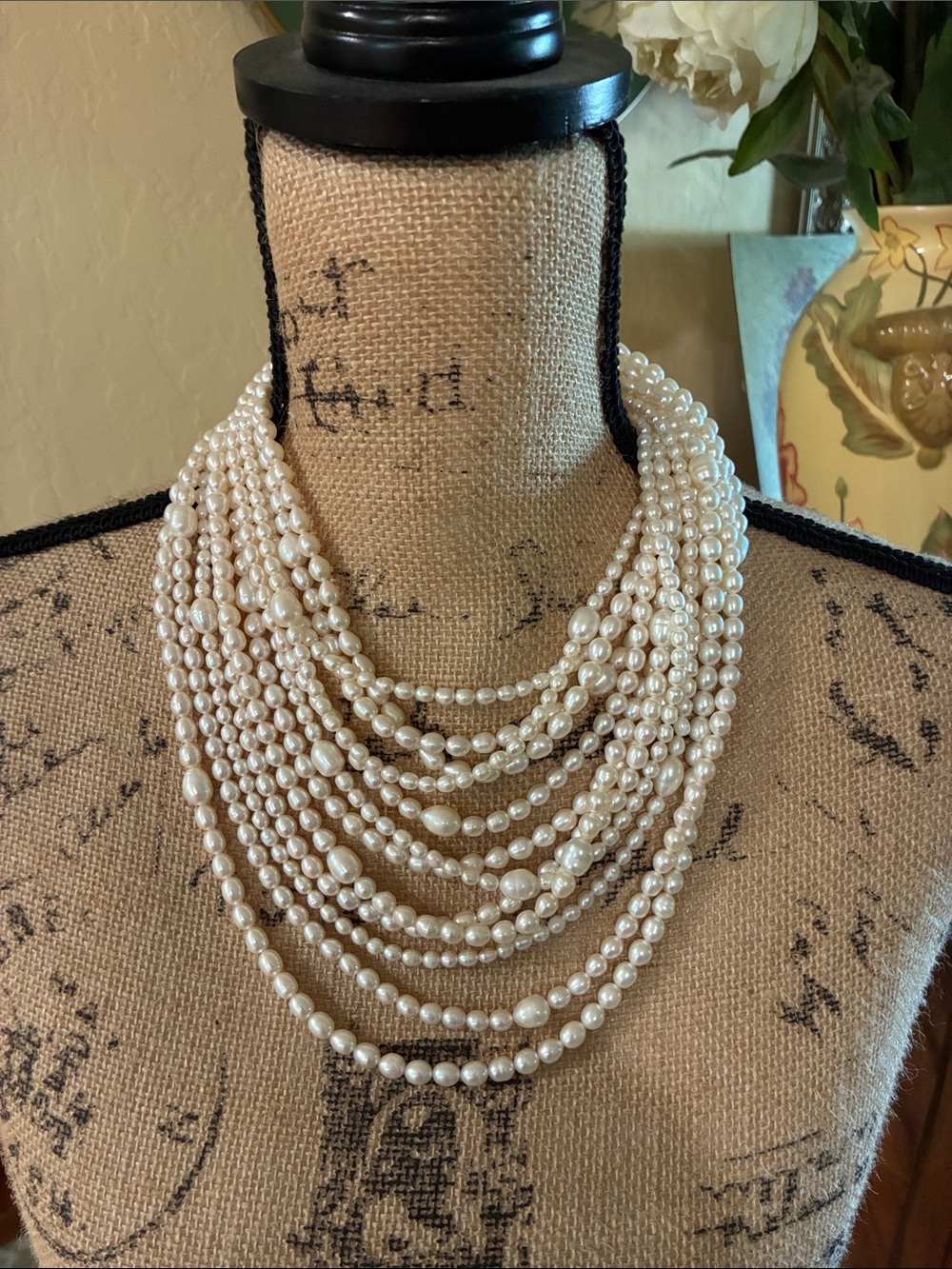 Multi-Strand Ivory Fresh Water Cultured Pearl Necklace - Women Jewelry